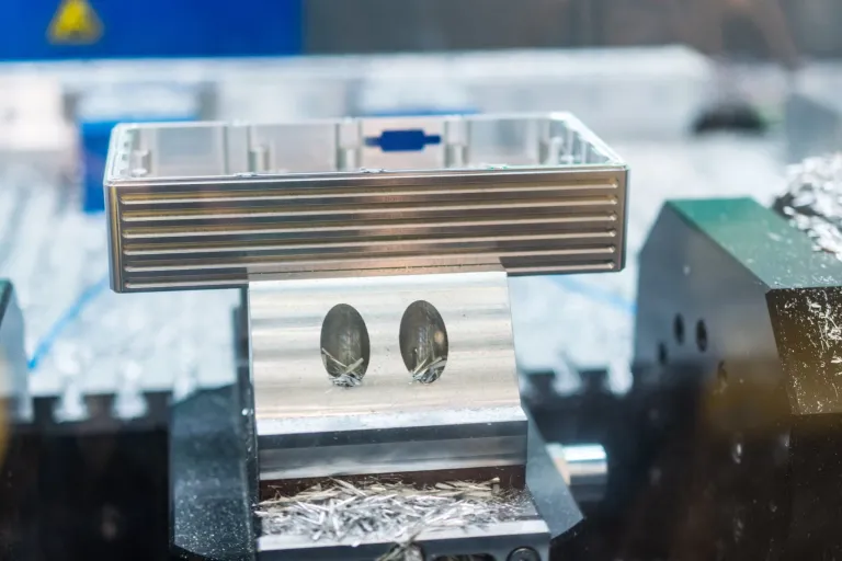 close up of cnc machining surface finish on an aluminum part